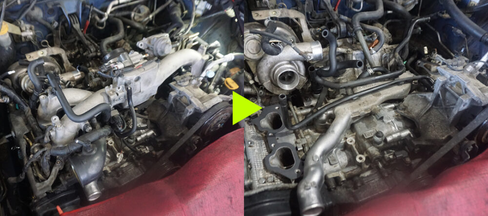 【EJ20搭載車】スバル インプレッサ・レガシィエンジンブロック直付けヒーターパイプ 冷却水漏れ修理